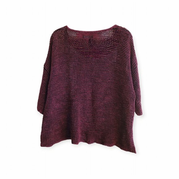 Isabel Marant Burgundy Linen Cotton Oversized Poncho Sweater Size S M - Picture 4 of 12